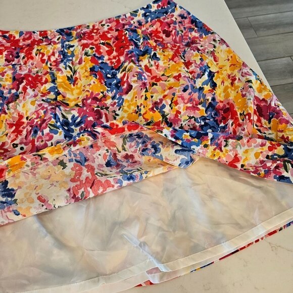 PRESTON & York Size 16 A-Line Colorful Cotton Floral Knee Length Side Zip Skirt - Picture 9 of 9